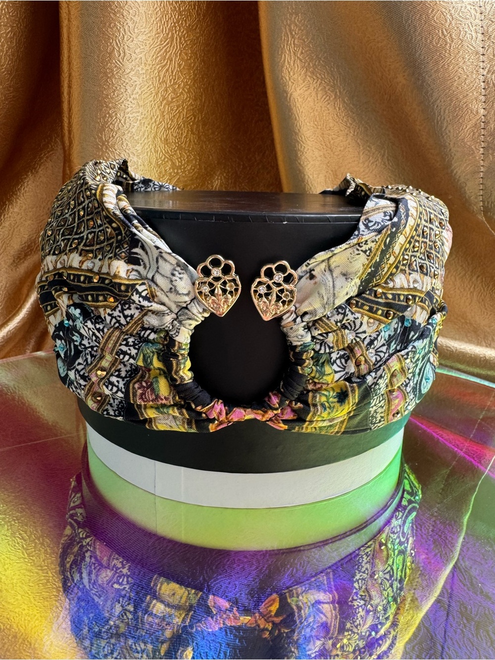 Crystal Stretch Headband in Black and Multicolor
